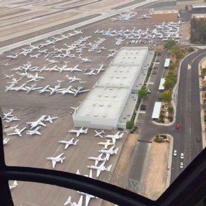 Private Jets pack Vegas Airport before the Mayweather-Pacquiao fight