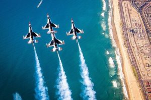 Pacific Airshow 2026 guide with Thunderbirds over Huntington Beach, photo by Scott Bourquin