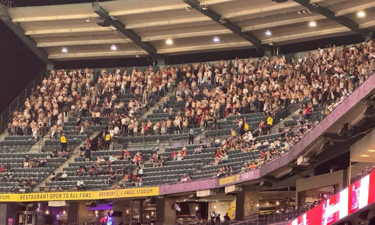 Shirtless Protestors and LA Angels Game