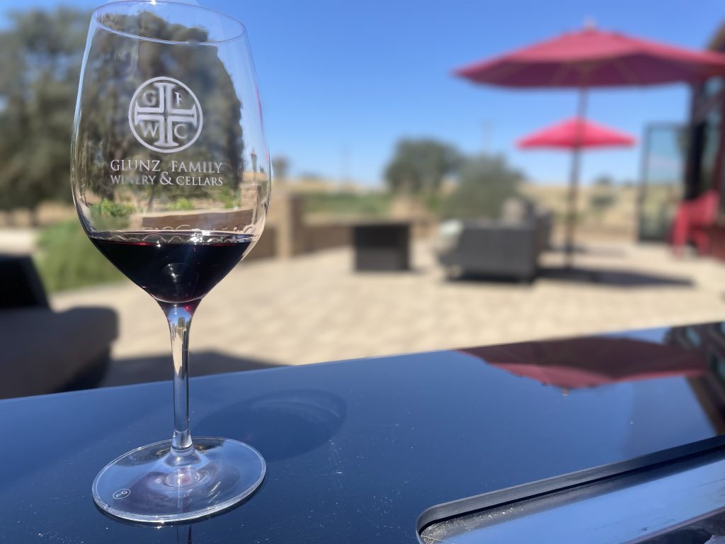 Glunz Winery Glass on the patio