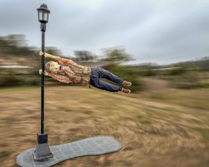 Scarecrows on display in Cambria during the Cambria Scarecrow Festival