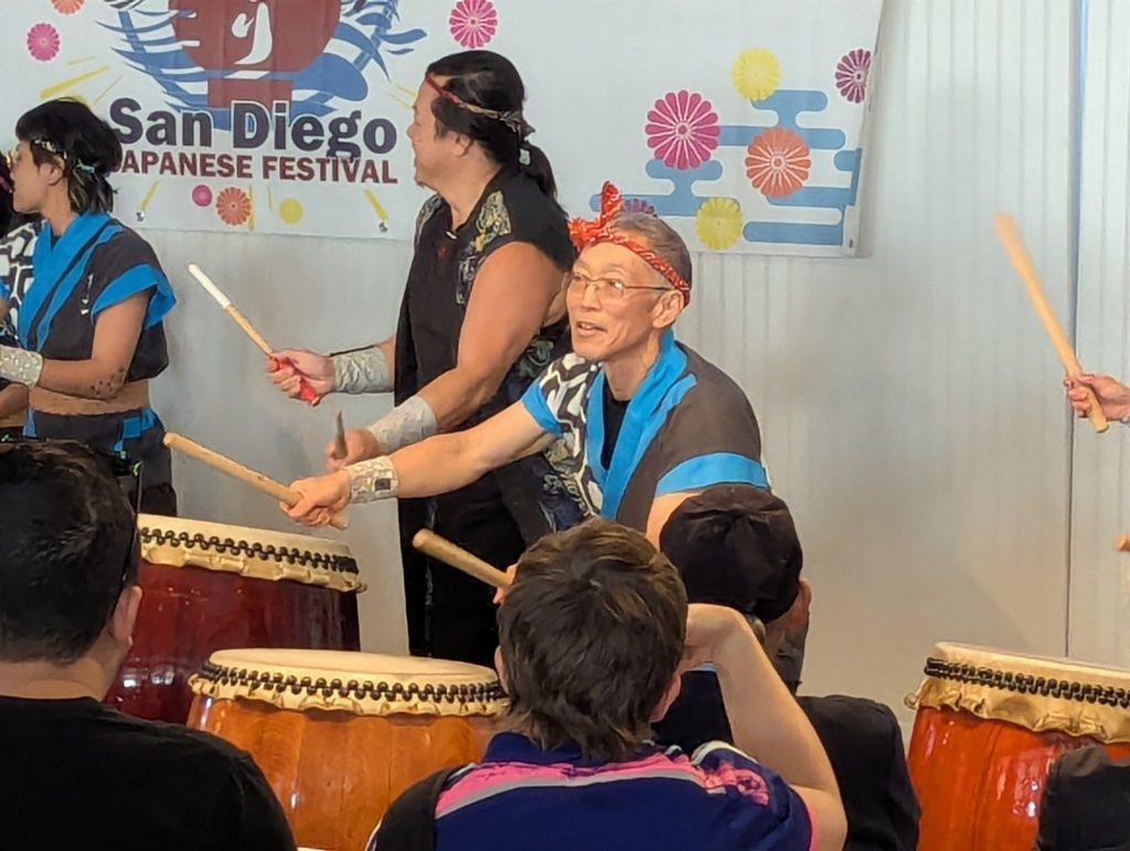 Taiko drummers perform at a San Diego Japanese festival
